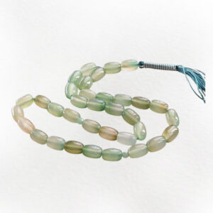 Light Green Agate Prayer Beads Misbaha – 33 Polished Beads