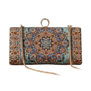 Luxury Balochi Embroidered Clutch Velvet & Gold-Finish Chain