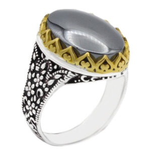 Men's Hadid Silver Ring – Golden Claw Design + Custom Engraving