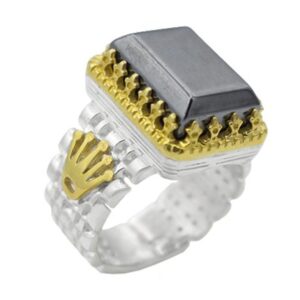 Men's Silver Hadid Ring with Crown Design & Ramadan Engraving