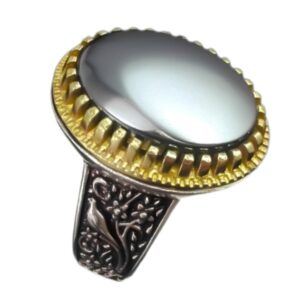 Men’s Silver Hadid Ring – Golden Rim Ariyafar Style & Sacred Texts