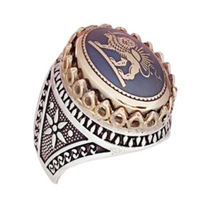 Men's Silver Ring with Lion & Sun on Hadid Engraving, 16 g
