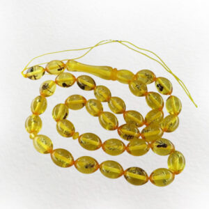Natural Amber Prayer Beads – 33 Light Yellow Beads, Custom Tassel