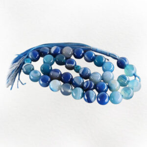 Natural Blue Agate (Akiki) Prayer Beads – 33 Stones, Polished Finish