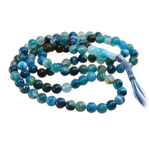 101-Bead Blue Aqeeq Tasbih Misbaha - Certified Stone, Elegant Design