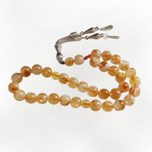 Natural Citrine Prayer Tasbih – 33 Beads, 24cm, Yellow Glow, Chakra Support
