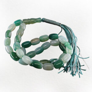 Natural Green Agate Tasbih – 33 Beads, Unique Helix Carving