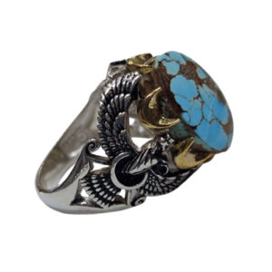 Persian Heritage Ring – Faravahar Design, Authentic Nishapur Turquoise