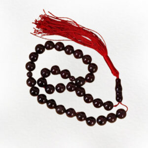 Real Ceylon Ruby Prayer Tasbih – 33 Beads, Certified, Deep Red