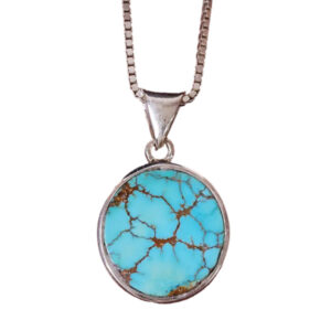 Round Shajari Turquoise Necklace – Handmade 925 Silver Frame