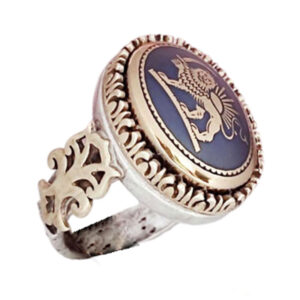 Shir o Khorshid Men's Ring – Hematite Stone, 925 Silver, 14g