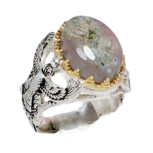 Spring Shajar Agate Ring – 925 Silver, Hand Engraving Farvehar