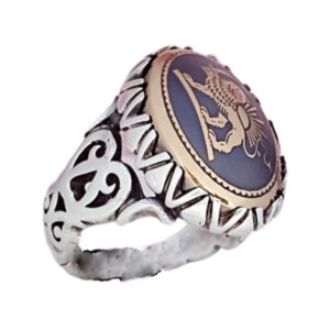 Symbolic Silver Ring for Men – Hadid Stone, Persian Legacy Design