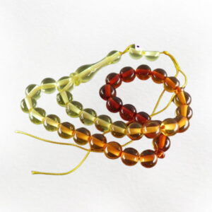 Tricolor Amber Prayer Beads – 33 Round Beads, Yellow to Red Gradient