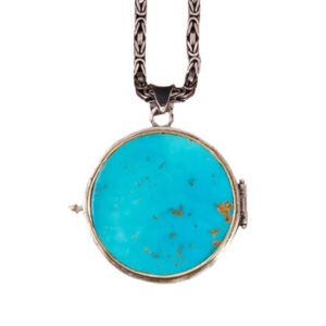 Authentic Neyshabur Turquoise Necklace Dual-Sided Silver