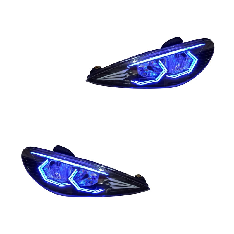 Peugeot 206 Multi-Color Headlights RGB DRL Projector Upgrade LHD Peugeot 206 Multi-Color Headlights RGB DRL Projector Upgrade LHD