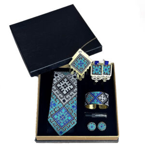 Caspian Wave Blue & White Persian Gift Balochi Set Jewelry