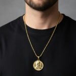 Coin Style Cyrus (Kourosh) the Great Portrait Necklace in Gold - Image 2