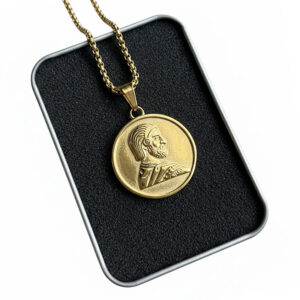 Coin Style Cyrus (Kourosh) the Great Portrait Necklace in Gold