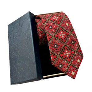 Crimson Shadow Red & Black Balochi Tie Handmade Embroidered Silk