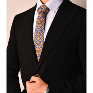Deep Azure Navy & Blue Needlework Silk Tie Balochi Craft
