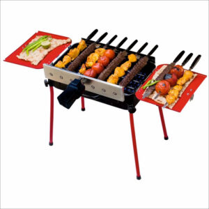 Dual‑Fuel Barbecue Skewer Grill — Charcoal, NaturalLPG, Portable