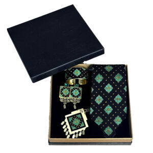Emerald Night Green & Black Balochi Set Artisanal Silk & Brass