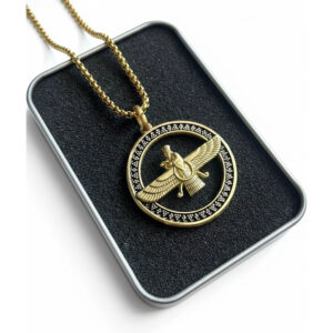 Faravahar Coin Necklace – Decorative Frame with Gemstones