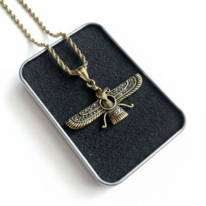 Faravahar Necklace with Genuine Gemstone & Gold Plated Finish