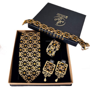 Gilded Noir Black & Gold Balochi Set Waterproof Brass & Silk Art
