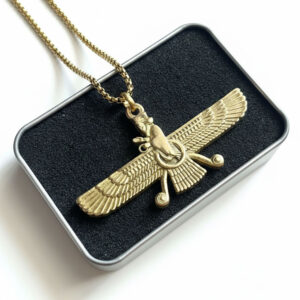 Golden Faravahar Pendant – Oversized Cultural Necklace
