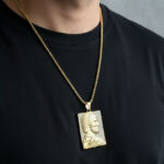Golden Korosh the Great Face Necklace with Gemstone Detailing - Image 2