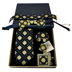 Golden Midnight Black & Gold Balochi Set Embroidered Tie & Brass Accessories