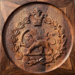 Handcrafted Lion & Sun Backgammon Set – Walnut Wood Marquetry