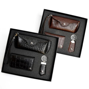 Imperial Leather Gift Set — Handmade Cardholder, Eyeglass Case & Keychain