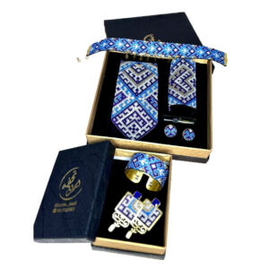 Indigo Mist Deep & Pale Blue Balochi Set Handmade Needlework