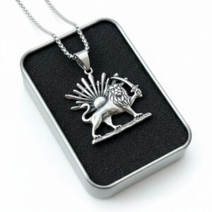 Legacy Pendant with Frameless Lion & Sun Symbol in Black