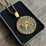 Luxury Golden Shir o Khorshid Necklace – Round Gemstone - Image 3