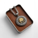 Luxury Lion & Sun Necklace – Silver & Gold Persian Heritage Jewelry