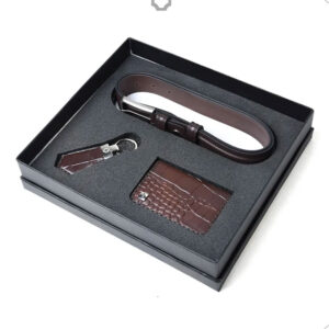 Milad Men’s Leather Set — Handmade Belt, Cardholder & Keychain