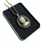 Oval Coin-Style Cyrus the Great Necklace with Decorative Frame