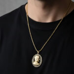 Oval Coin-Style Cyrus the Great Necklace with Decorative Frame - Image 2