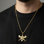 Shahbaz Eagle Symbol Necklace in Black & Gold Finish - Image 3