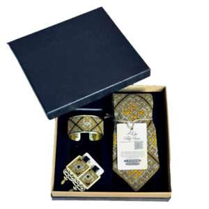 Solar Ash Yellow & Grey Persian Set Tie, Bowtie & Jewelry