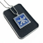 Square Hakhamaneshi Necklace – Blue Finish Persian Jewelry