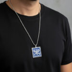 Square Hakhamaneshi Necklace – Blue Finish Persian Jewelry - Image 2