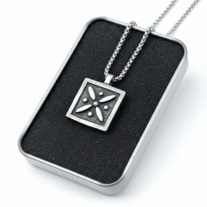Two-Color Square Kaviani Flag Necklace, Luxury Pendant