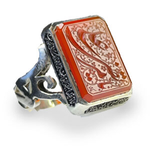 20mm Red Agate Ring with “Morteza Ali (a)” & Ya Ali Band