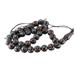 33 Bead Yusr Misbaha with Silver Inlay Marquetry – Elegant Design
