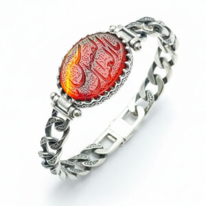 Bracelet with Bright Yemeni Agate & “Ya Abal Fadl Al Abbas” Engraving